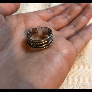 Sterling silver layered adjustable ring